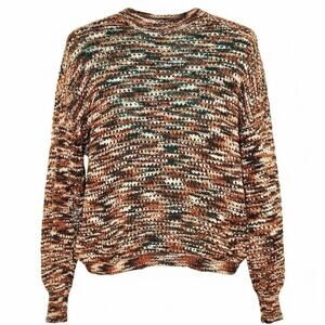 Coco + Jaimeson Multicolor Chunky Knit Sweater Brown Cream Teal Women’s Small